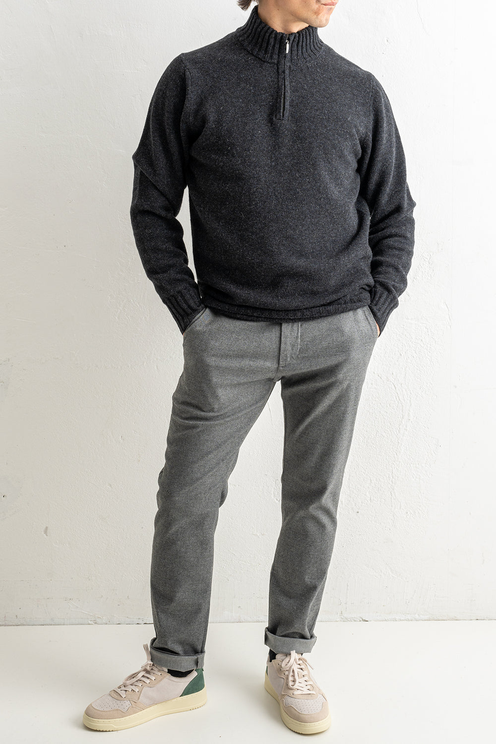Lambwool Halfzip DARK GREY