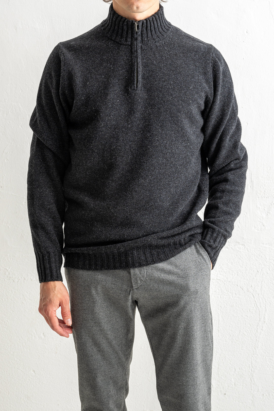 Lambwool Halfzip DARK GREY
