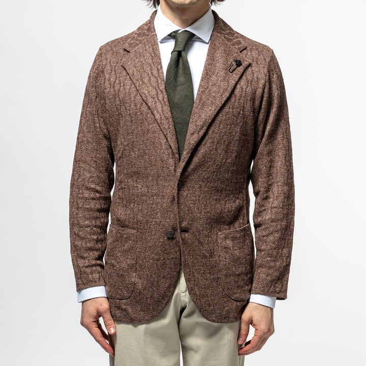 Single Breasted Knit Jacket. Brown