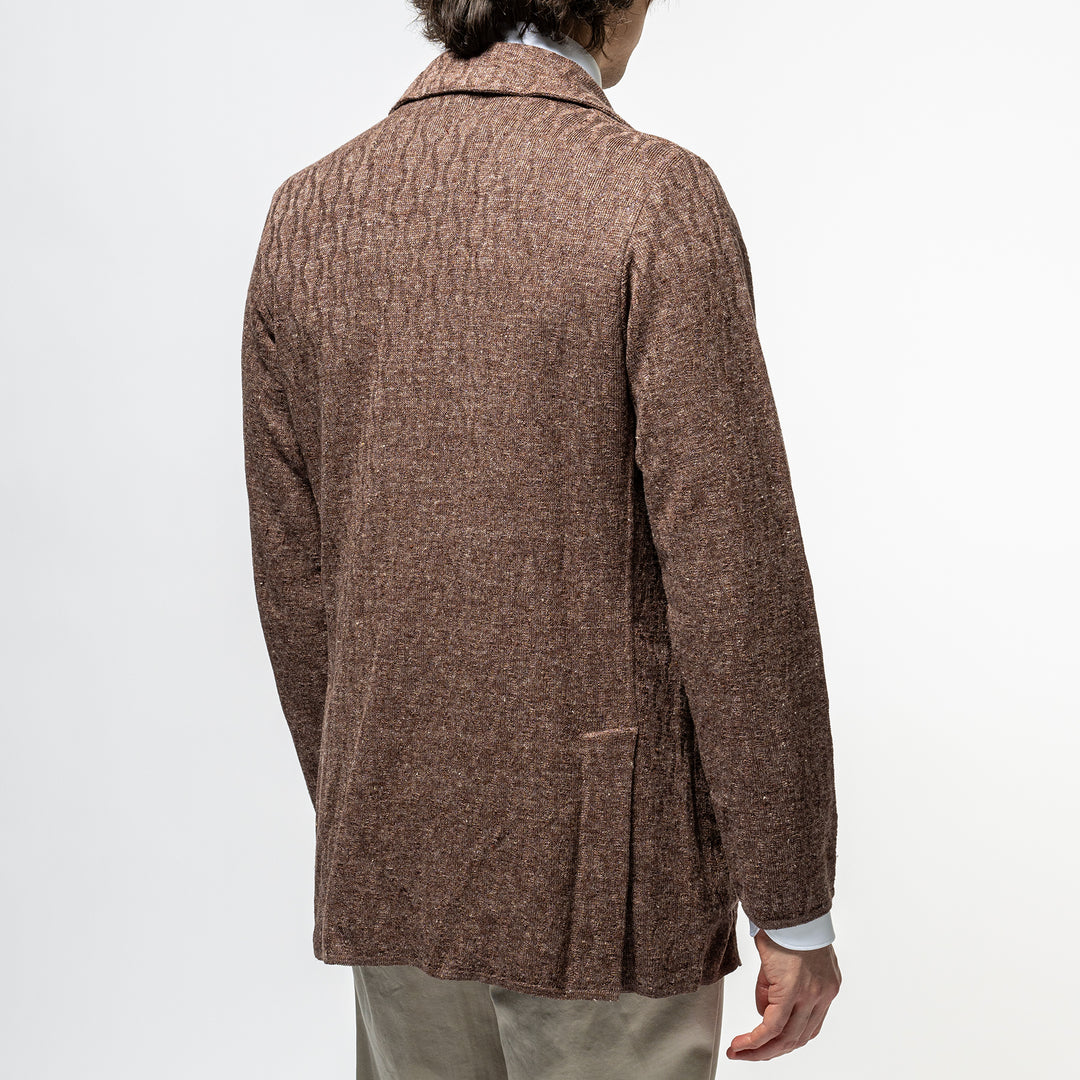 Single Breasted Knit Jacket. Brown