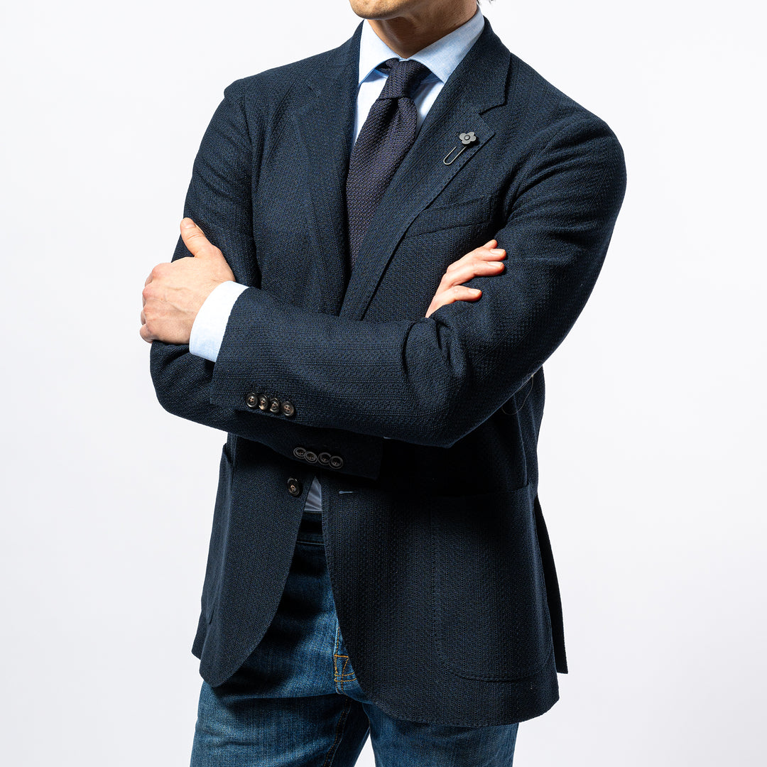 Single Breasted Likknit blazer NAVY