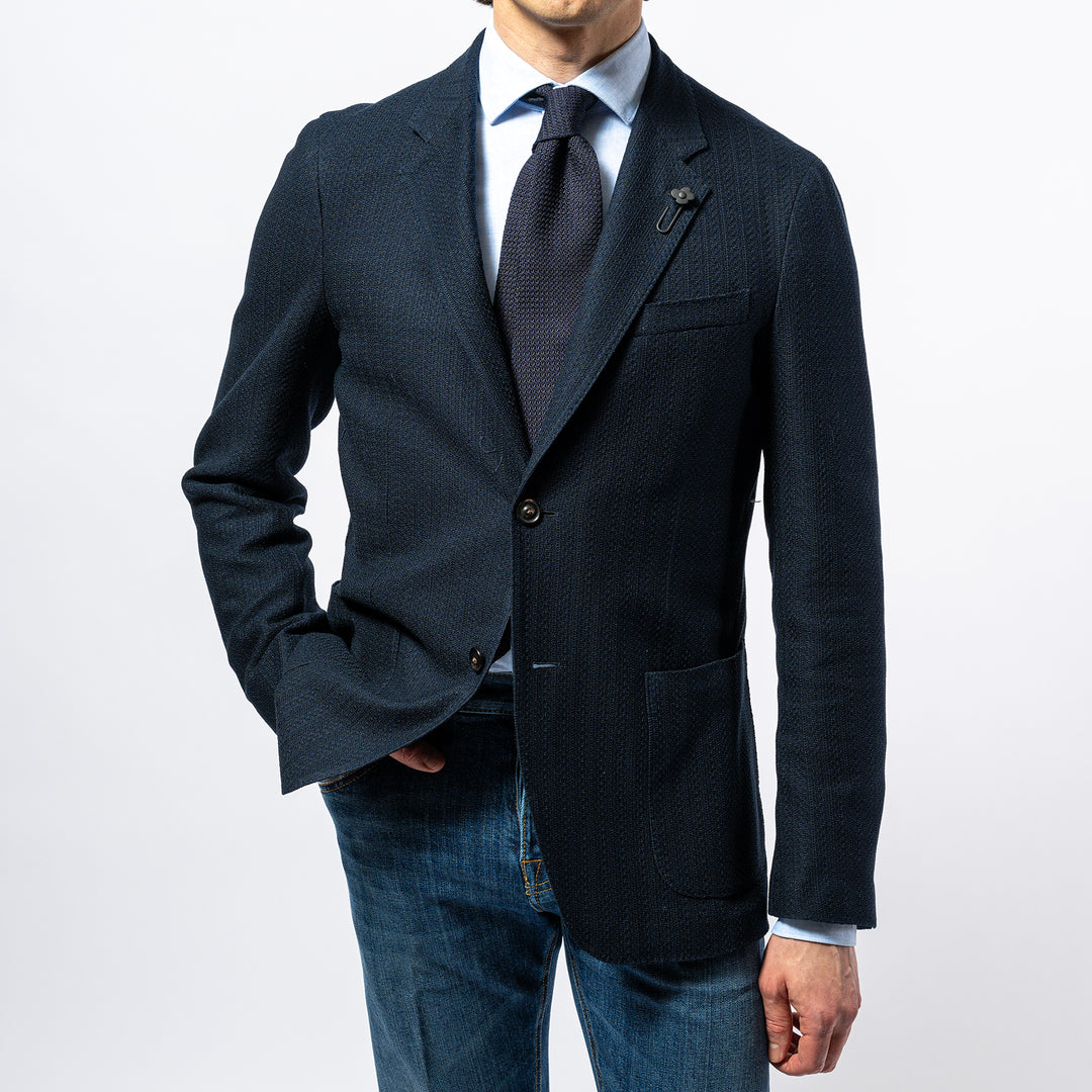 Single Breasted Likknit blazer NAVY