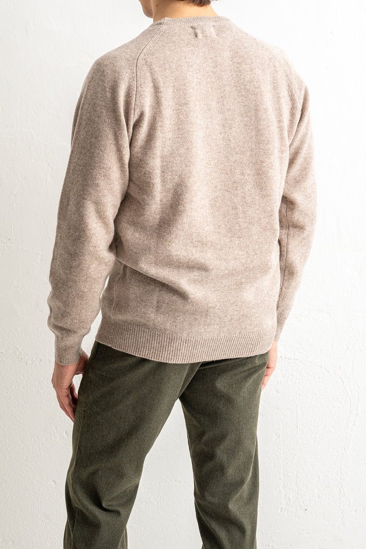 Lenzie Lambswool Saddle Crewneck COBBLE