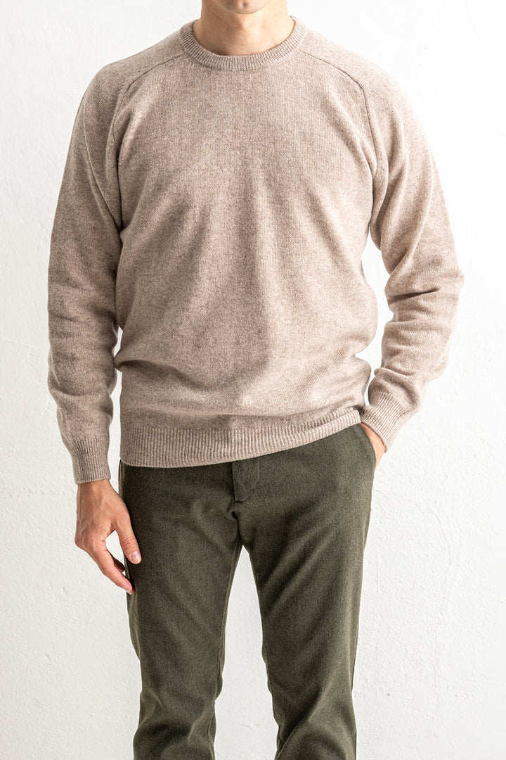 Lenzie Lambswool Saddle Crewneck COBBLE