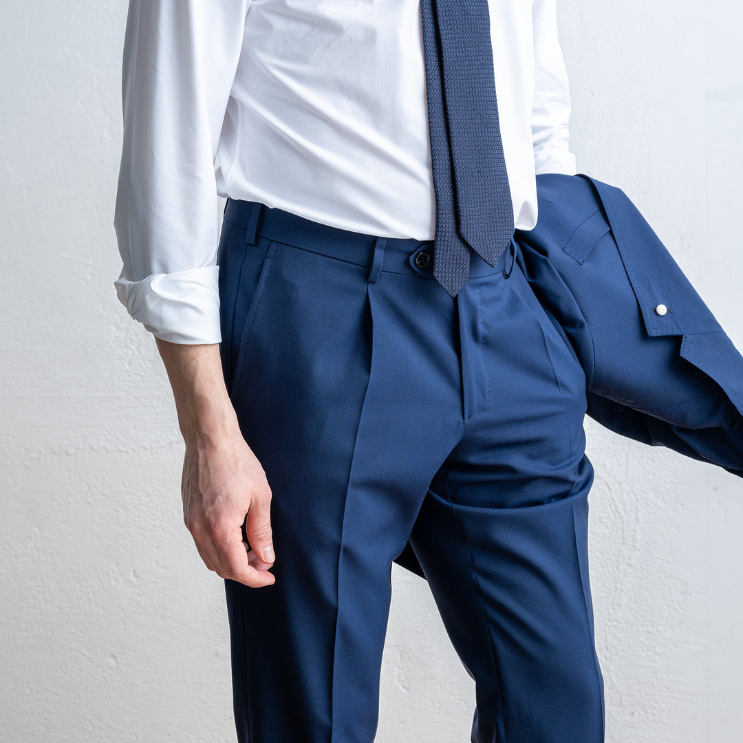 Unlined Jacket One Pleated Suit NAVY