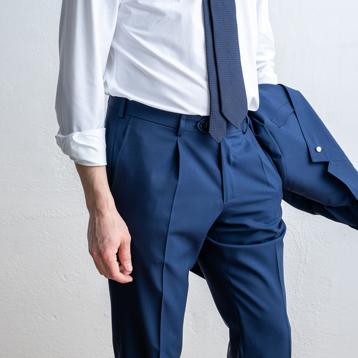 Unlined Jacket One Pleated Suit NAVY