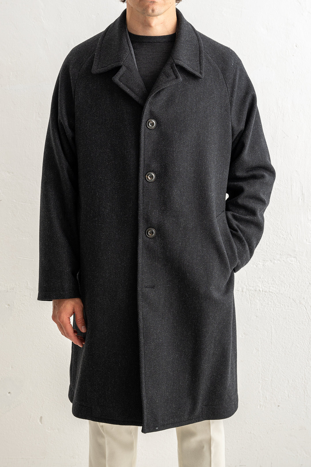 Luxury Herringbone Coat Grey