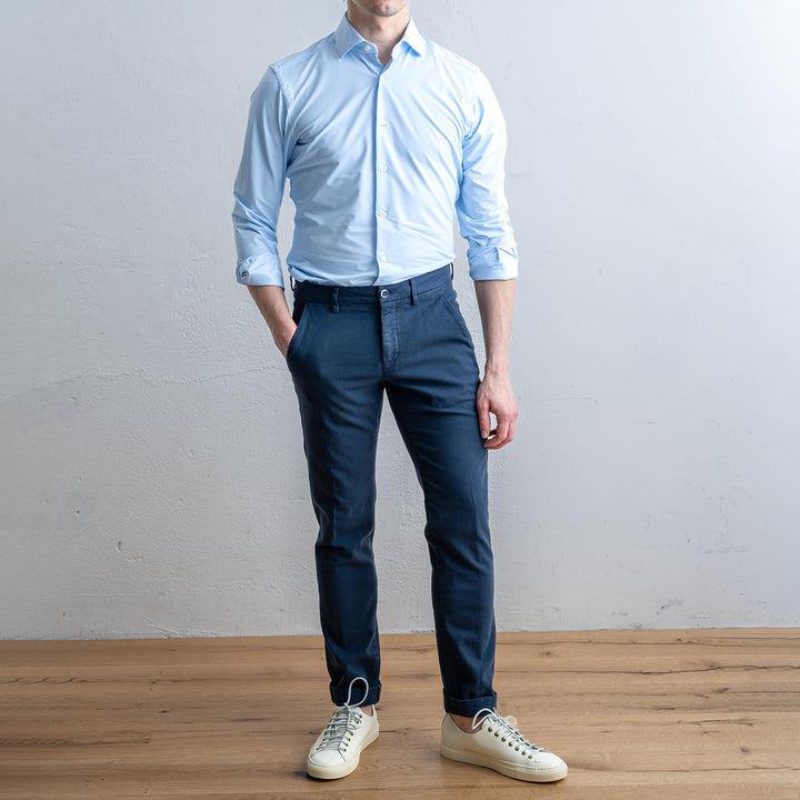 Torino Style Cotton Elastan Trouser Navy