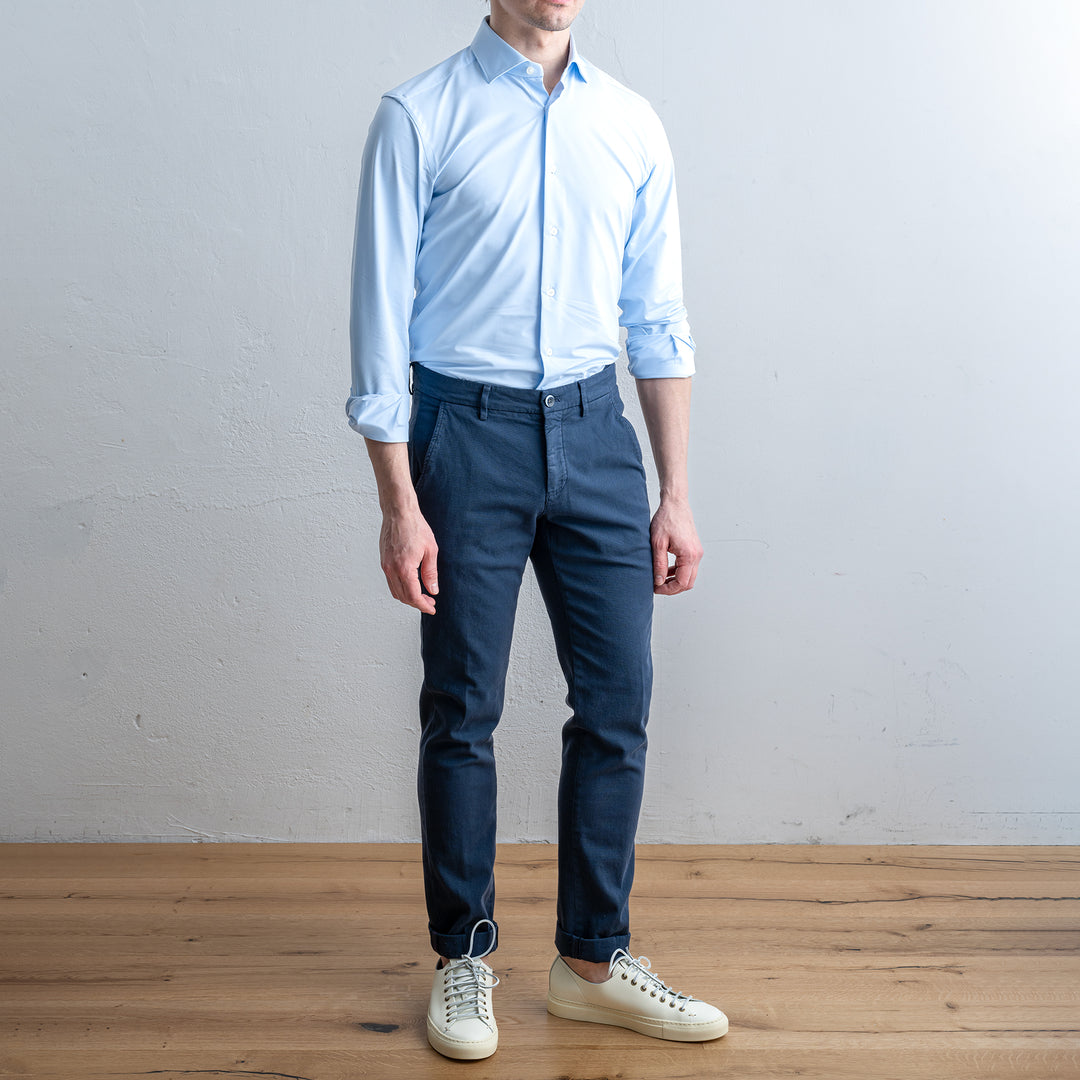 Torino Style Cotton Elastan Trouser Navy