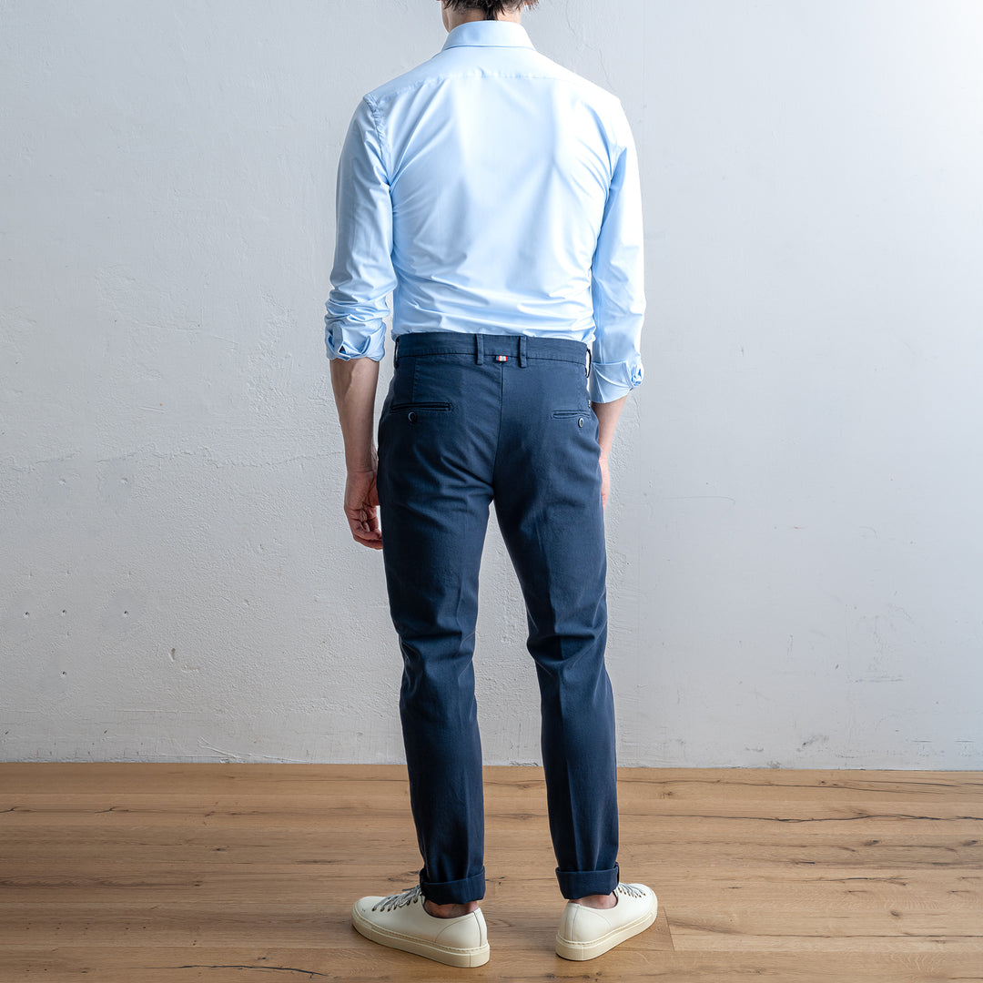 Torino Style Cotton Elastan Trouser Navy