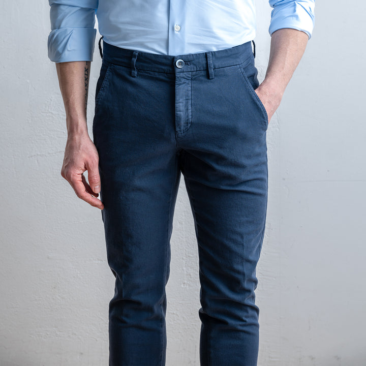 Torino Style Cotton Elastan Trouser Navy
