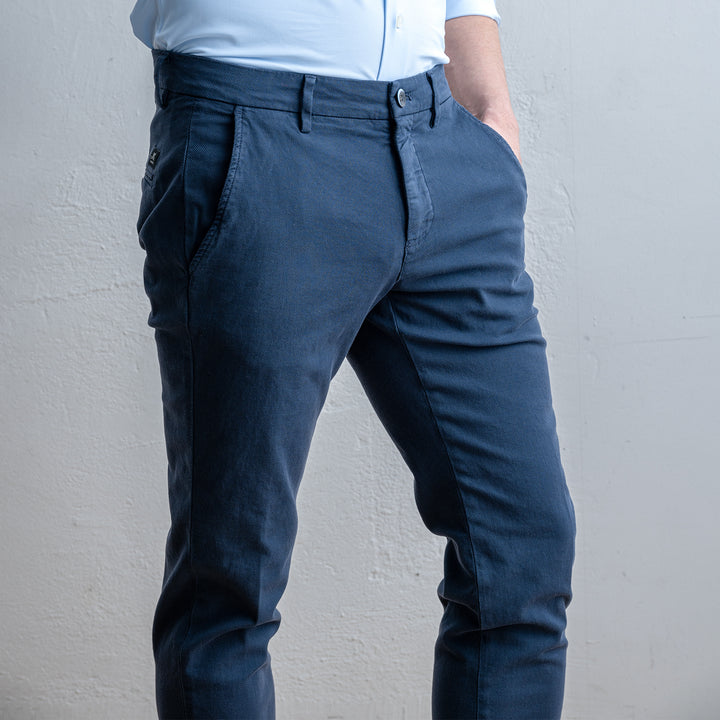 Torino Style Cotton Elastan Trouser Navy