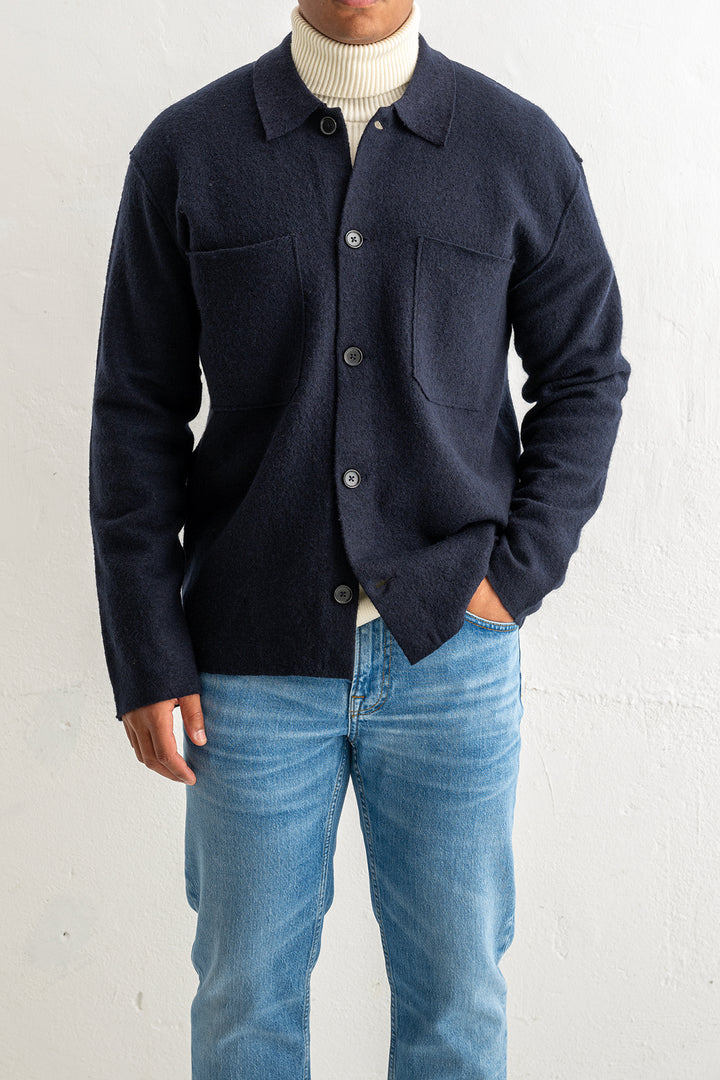 JONAS BOILED WOOL OVERSHIRT Navy