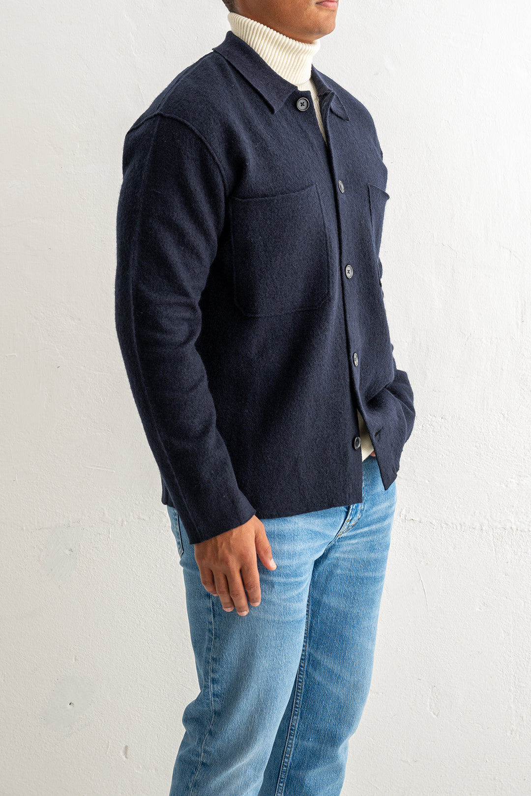 JONAS BOILED WOOL OVERSHIRT Navy