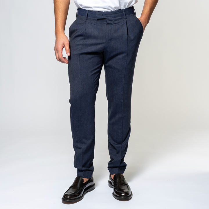 Master One Pleat Trouser Blu Elettrico