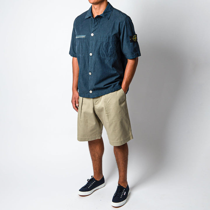 PLEATED TRACK SHORT STONE