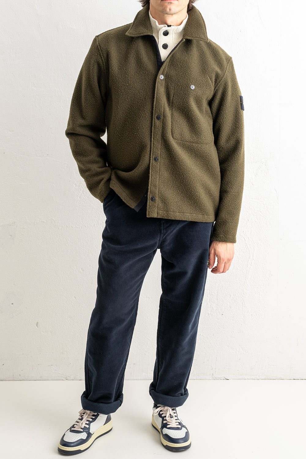 Panno Ratinato Overshirt 1200021 MILITARY GREEN