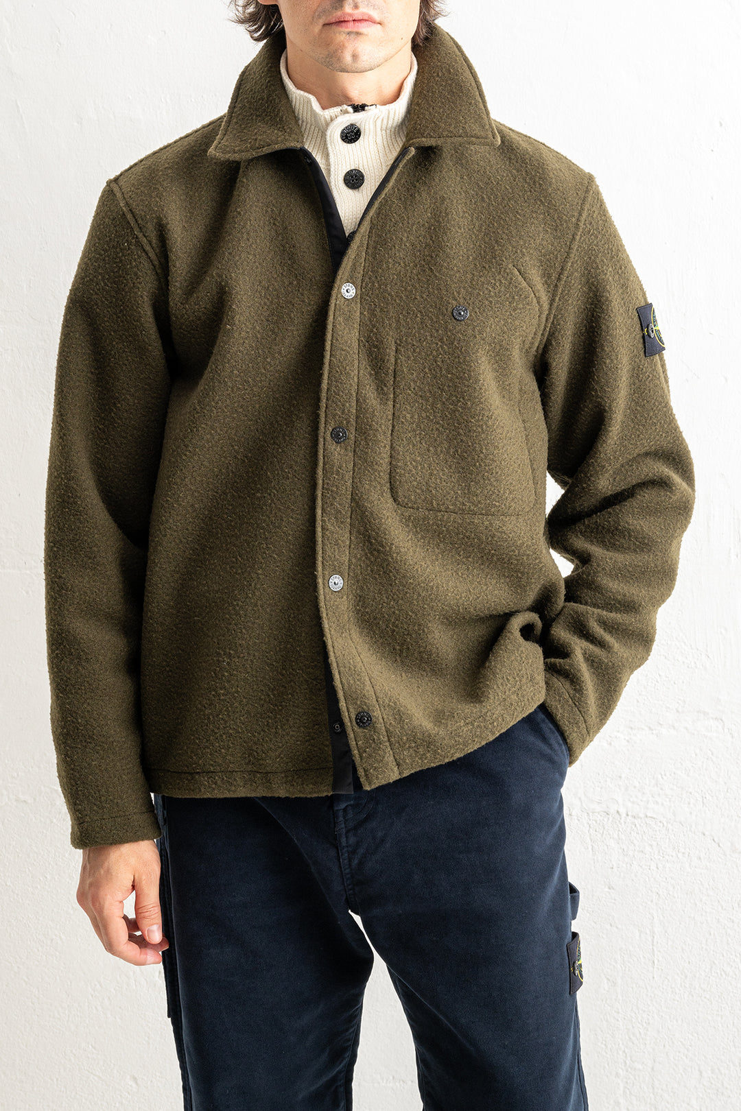 Panno Ratinato Overshirt 1200021 MILITARY GREEN