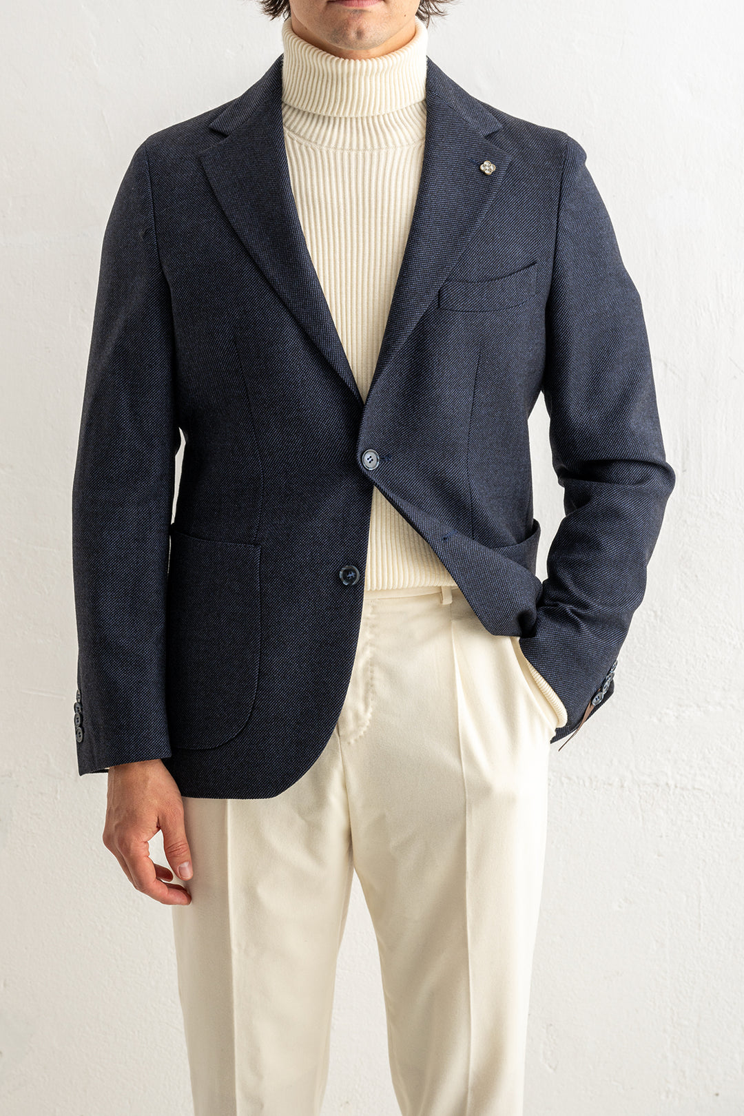 Loro Piana Wool Cashmere Blazer Dark Navy