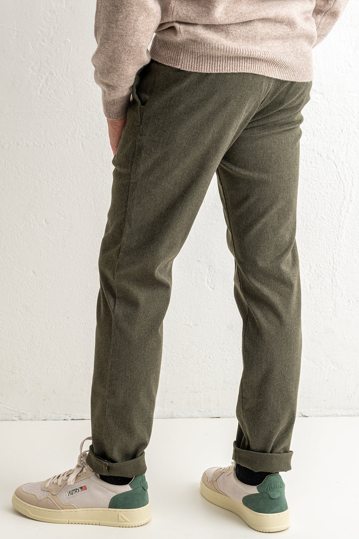 Theo 1067 Melange Trouser Dark Army