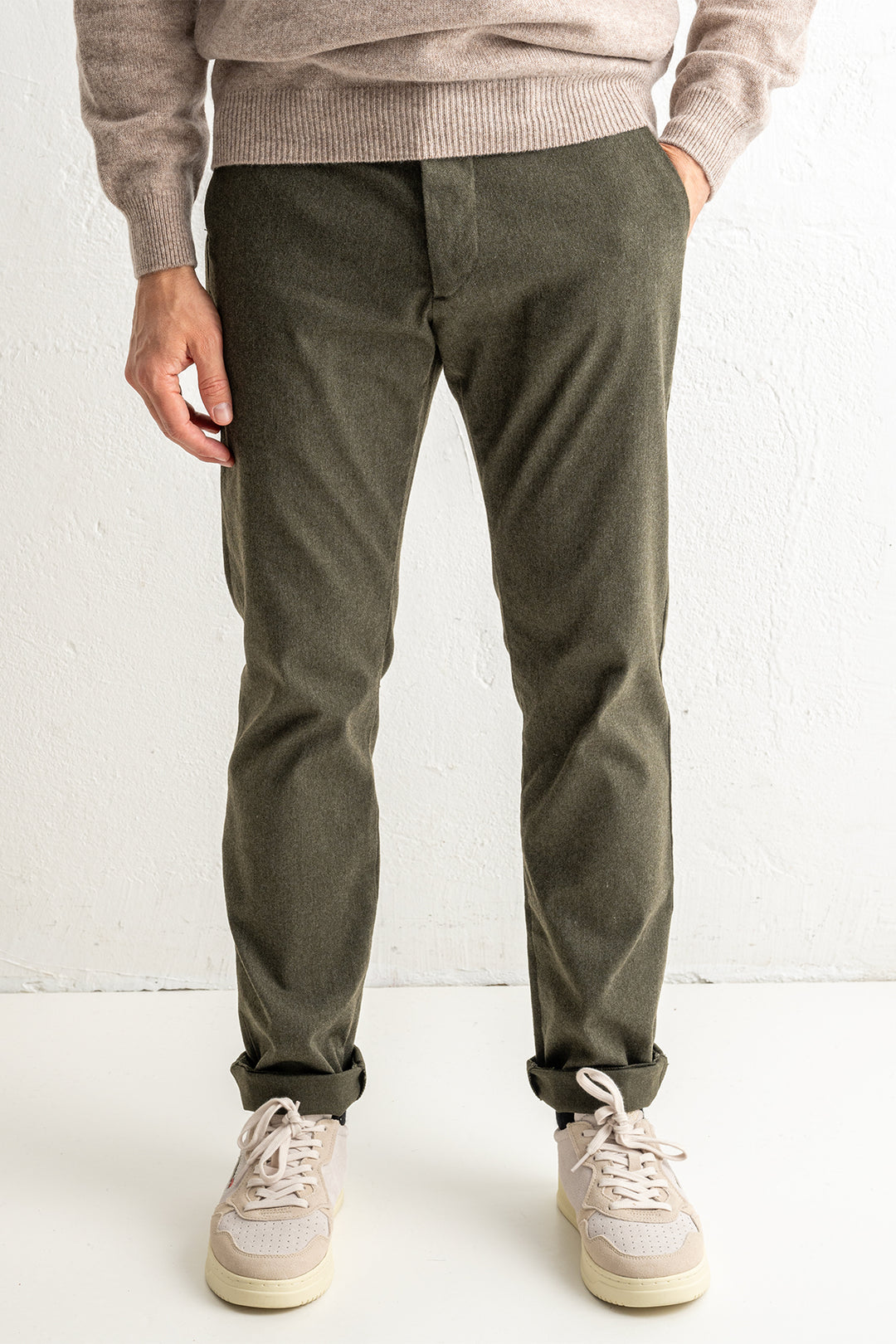 Theo 1067 Melange Trouser Dark Army