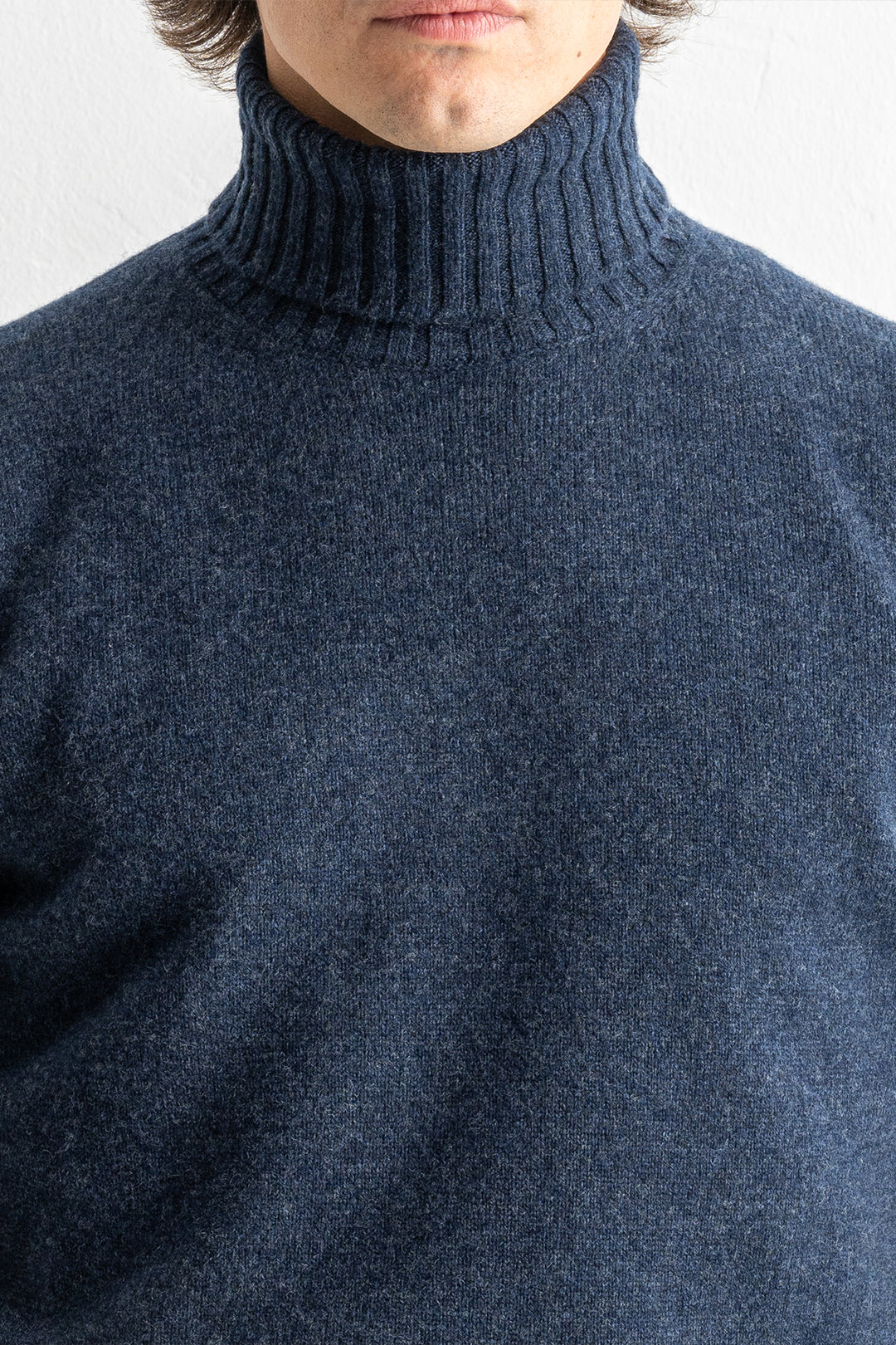 Wool Cashmere Turtleneck Melange Blue