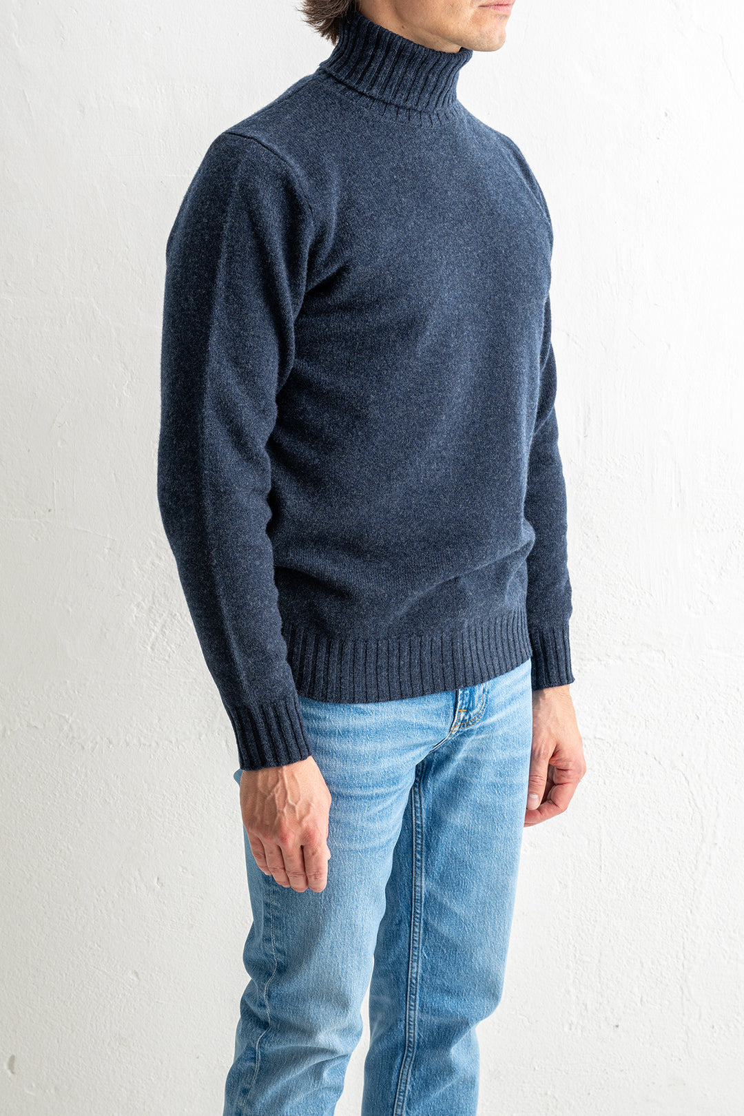 Wool Cashmere Turtleneck Melange Blue