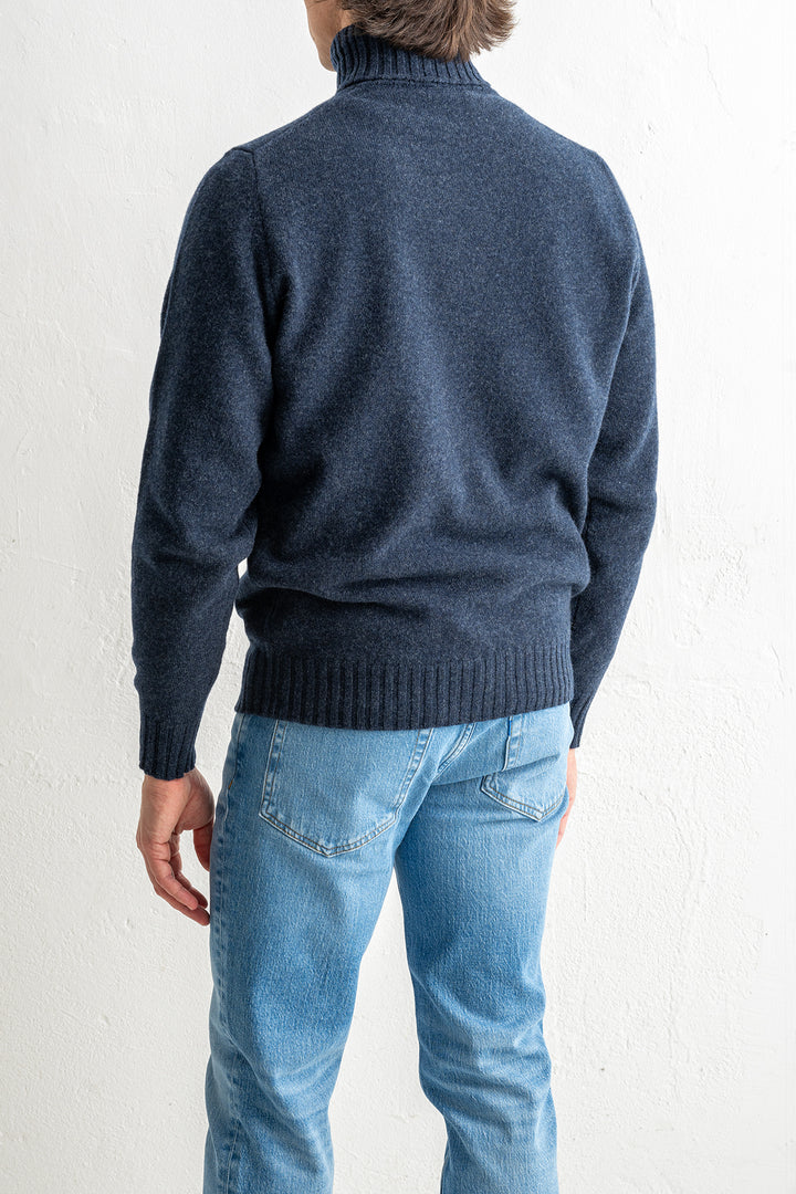Wool Cashmere Turtleneck Melange Blue