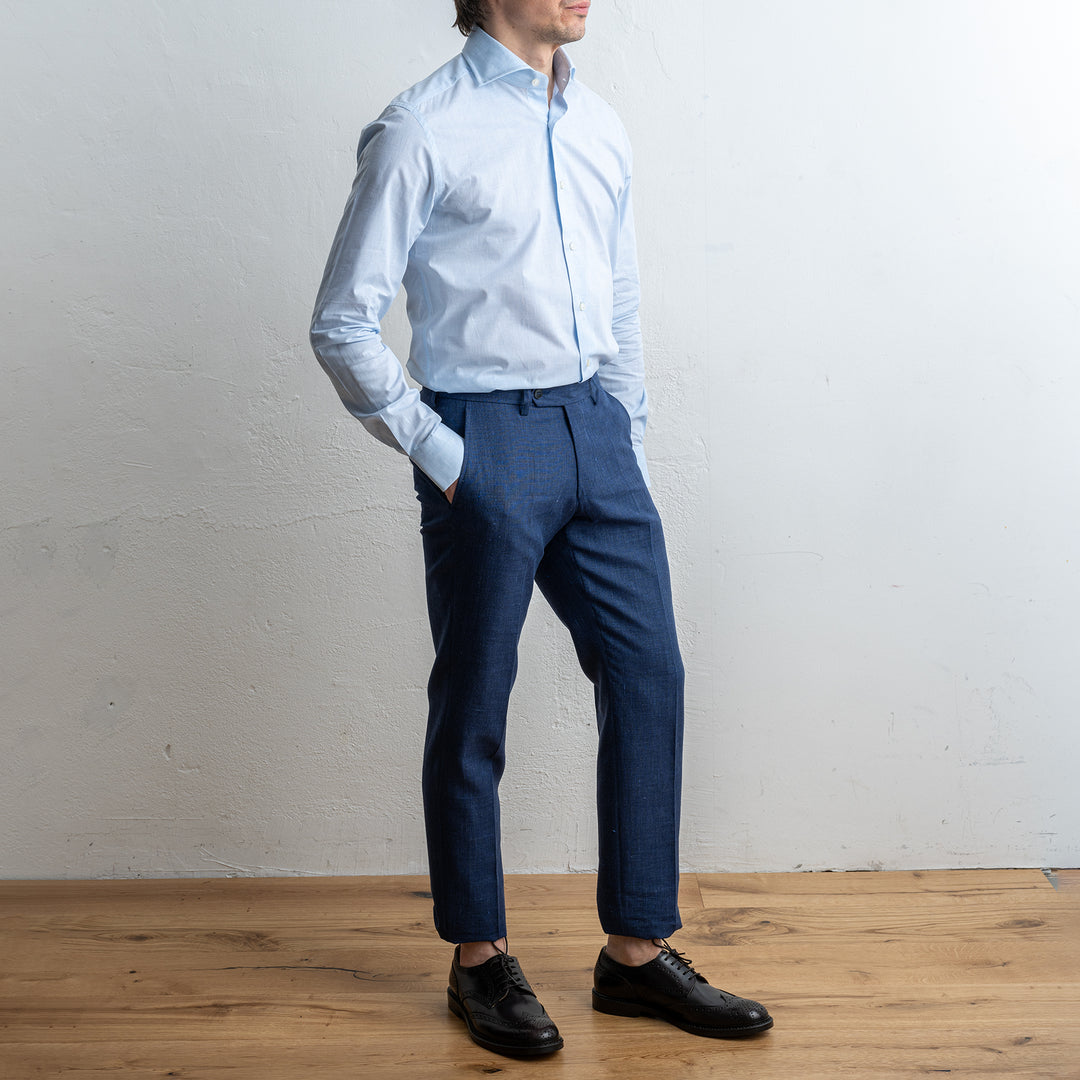 Poplin Melange Shirt Melange Blue