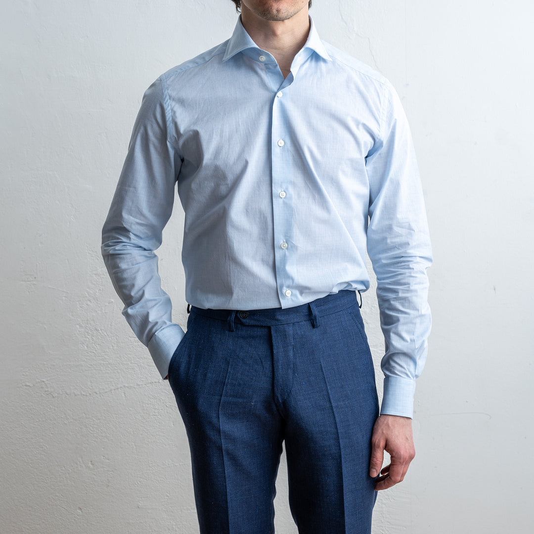 Poplin Melange Shirt Melange Blue