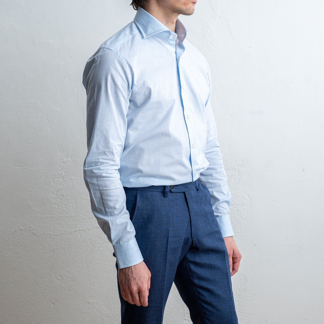 Poplin Melange Shirt Melange Blue