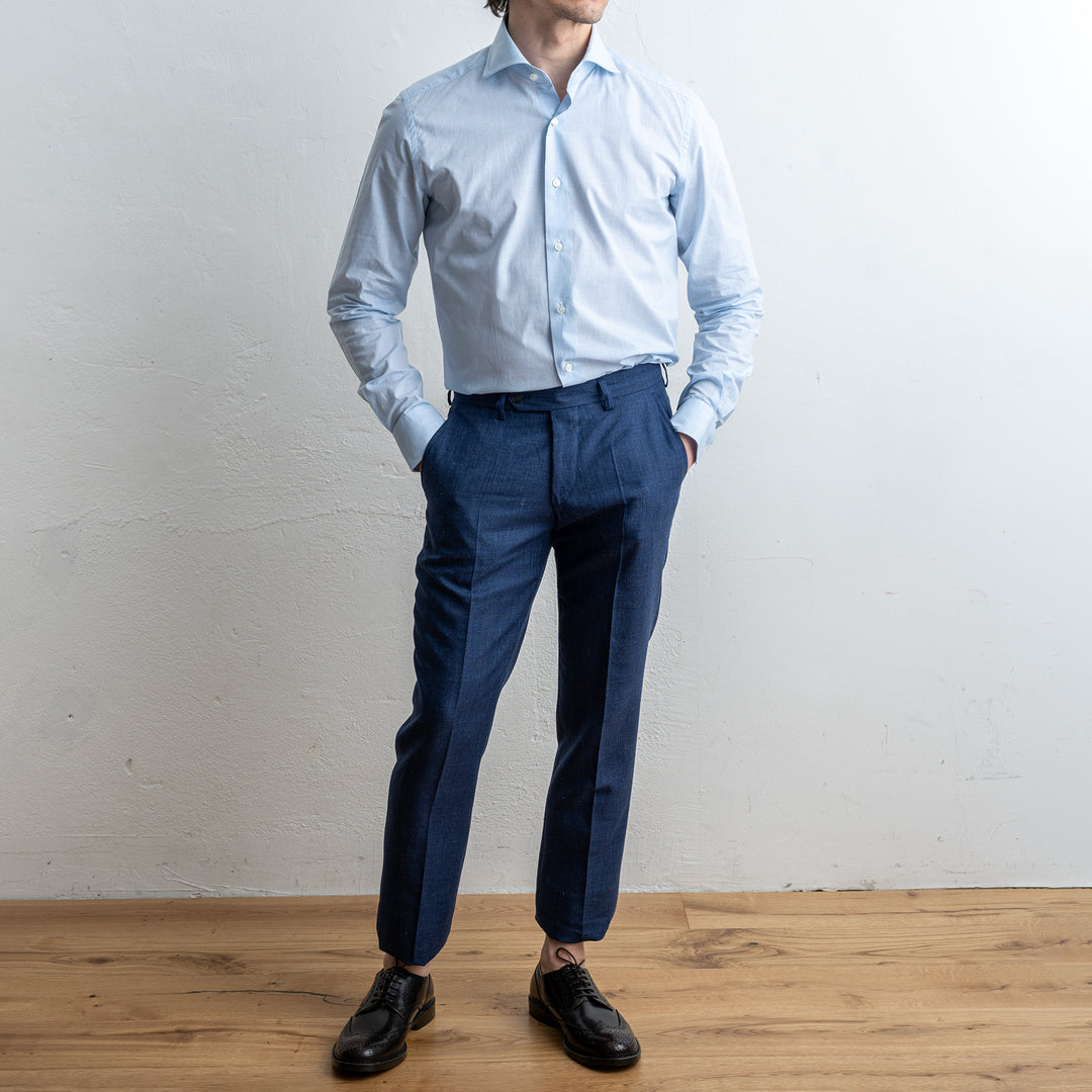 Poplin Melange Shirt Melange Blue