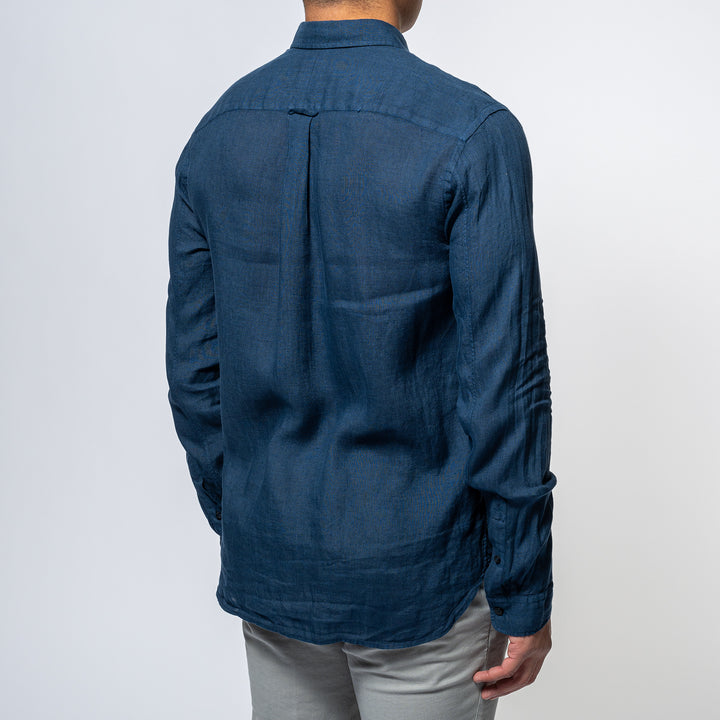 Luxury Linen Shirt Navy