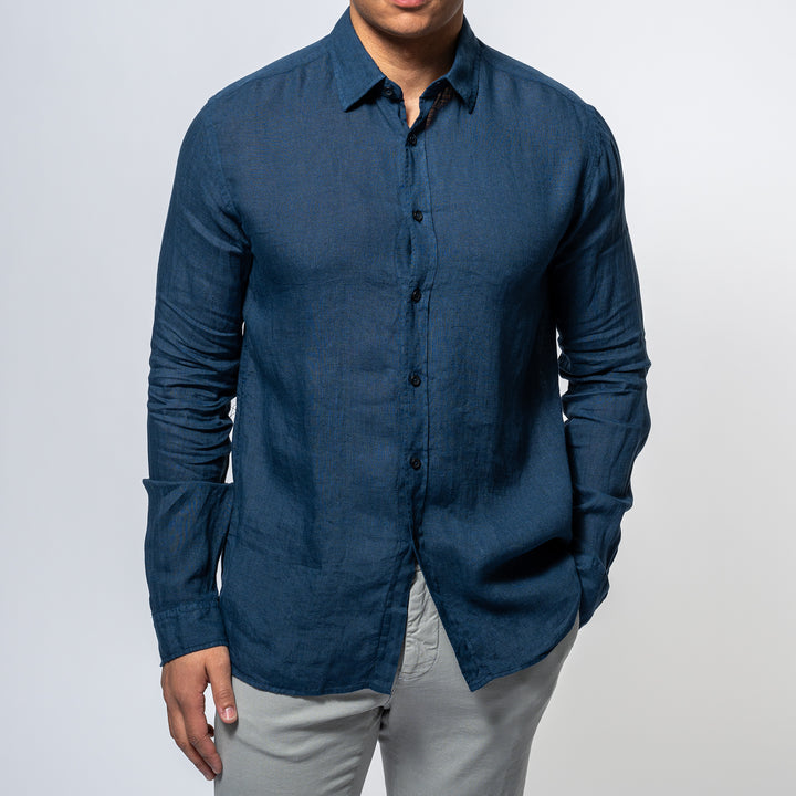 Luxury Linen Shirt Navy
