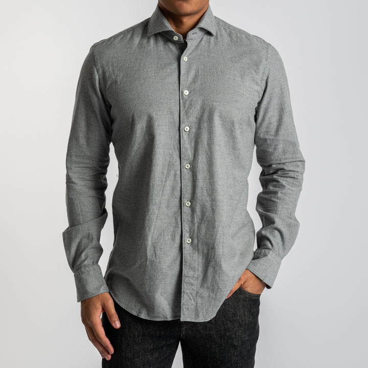 Heavy Flannel Shirt Grey melange