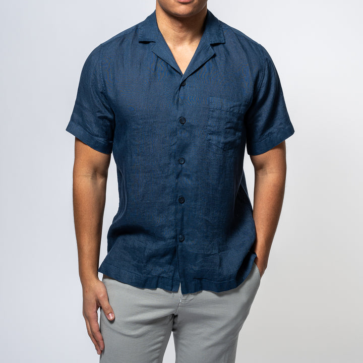 Luxury Linen Shirt SS NAVY