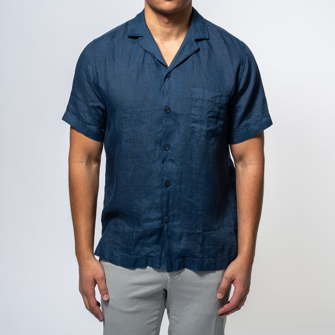 Luxury Linen Shirt SS NAVY