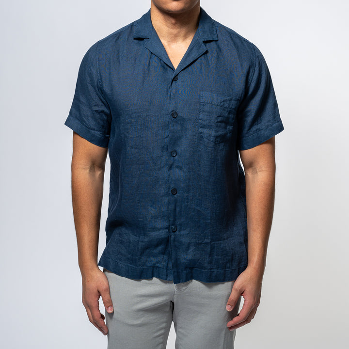 Luxury Linen Shirt SS NAVY