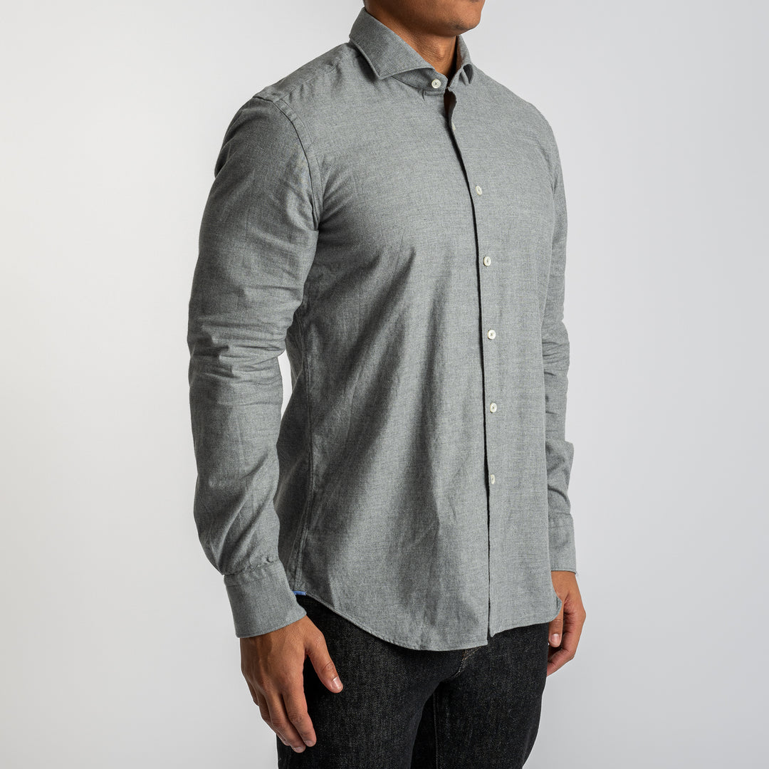 Heavy Flannel Shirt Grey melange
