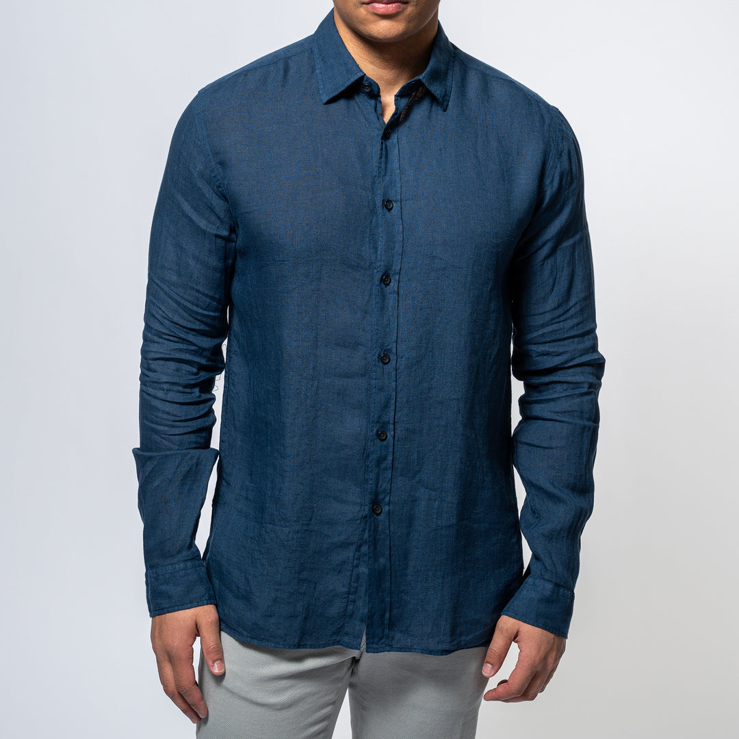 Luxury Linen Shirt Navy