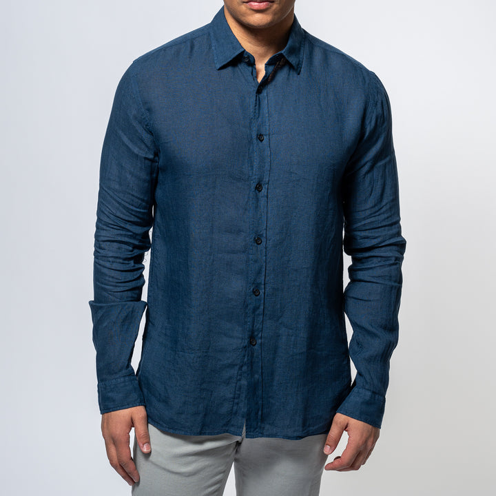 Luxury Linen Shirt Navy