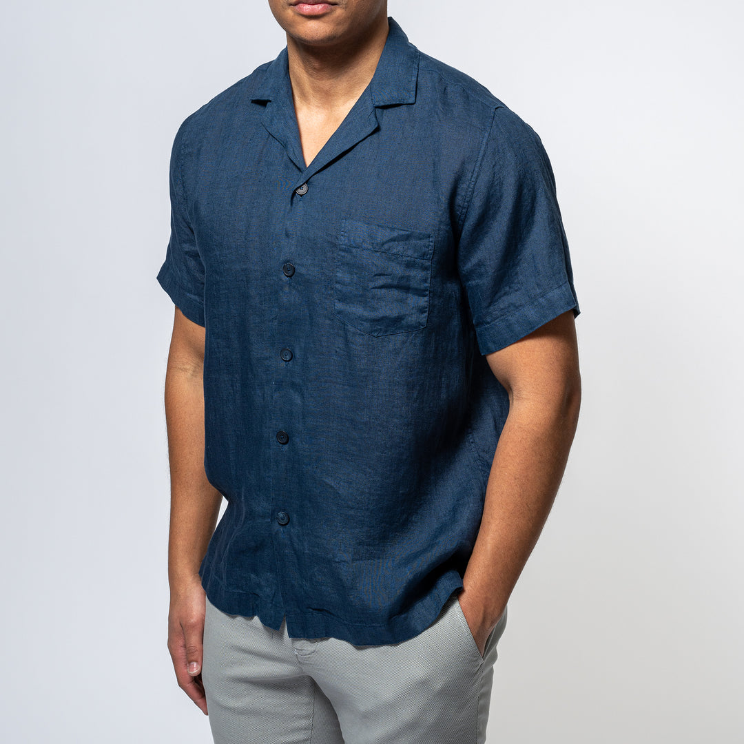 Luxury Linen Shirt SS NAVY