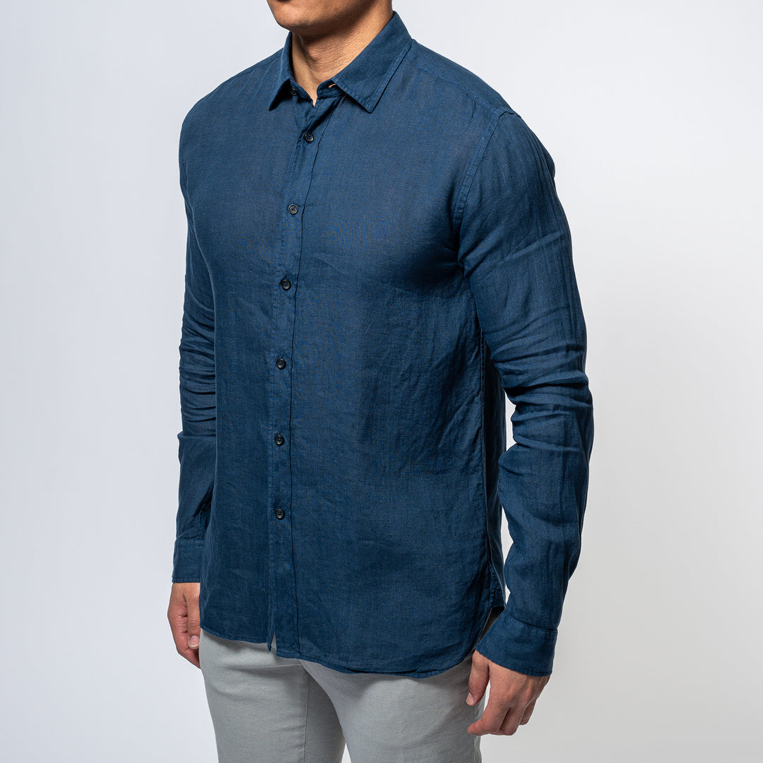 Luxury Linen Shirt Navy