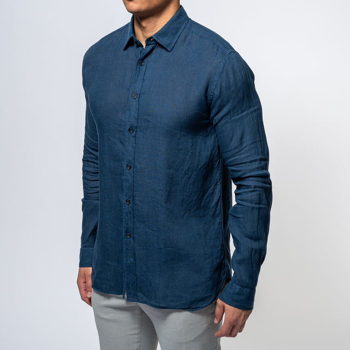 Luxury Linen Shirt Navy