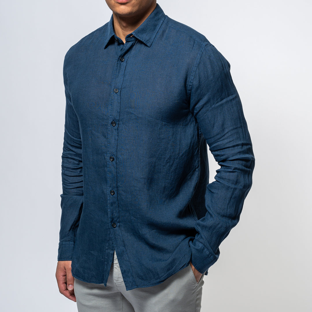 Luxury Linen Shirt Navy