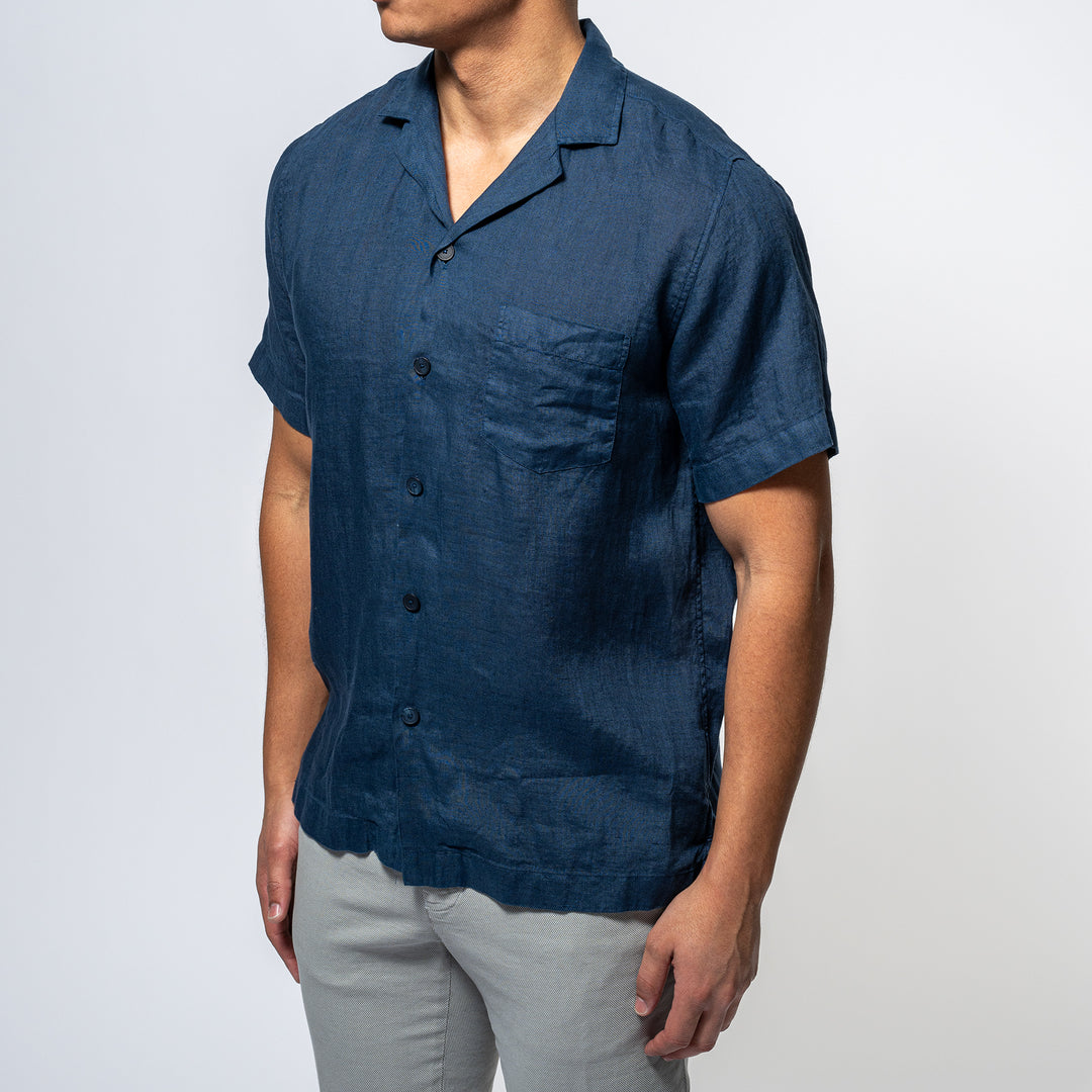 Luxury Linen Shirt SS NAVY