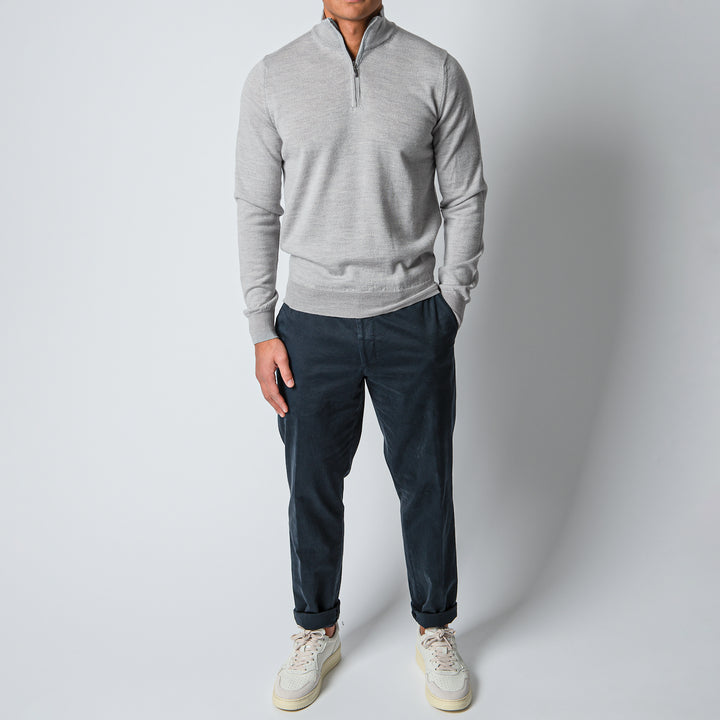 Merino 12 Gg Halfzip Sweater Light Grey