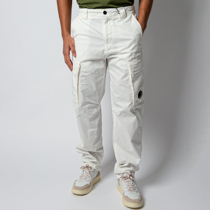 Cotton Garment Dyed Cargo Pants Off White