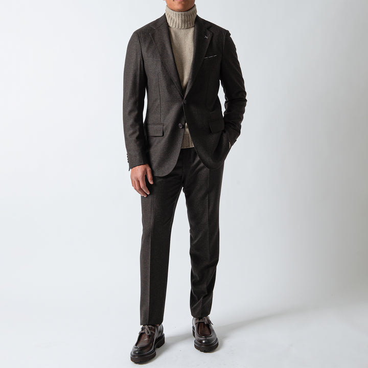 Melange Flannel Suit Brown