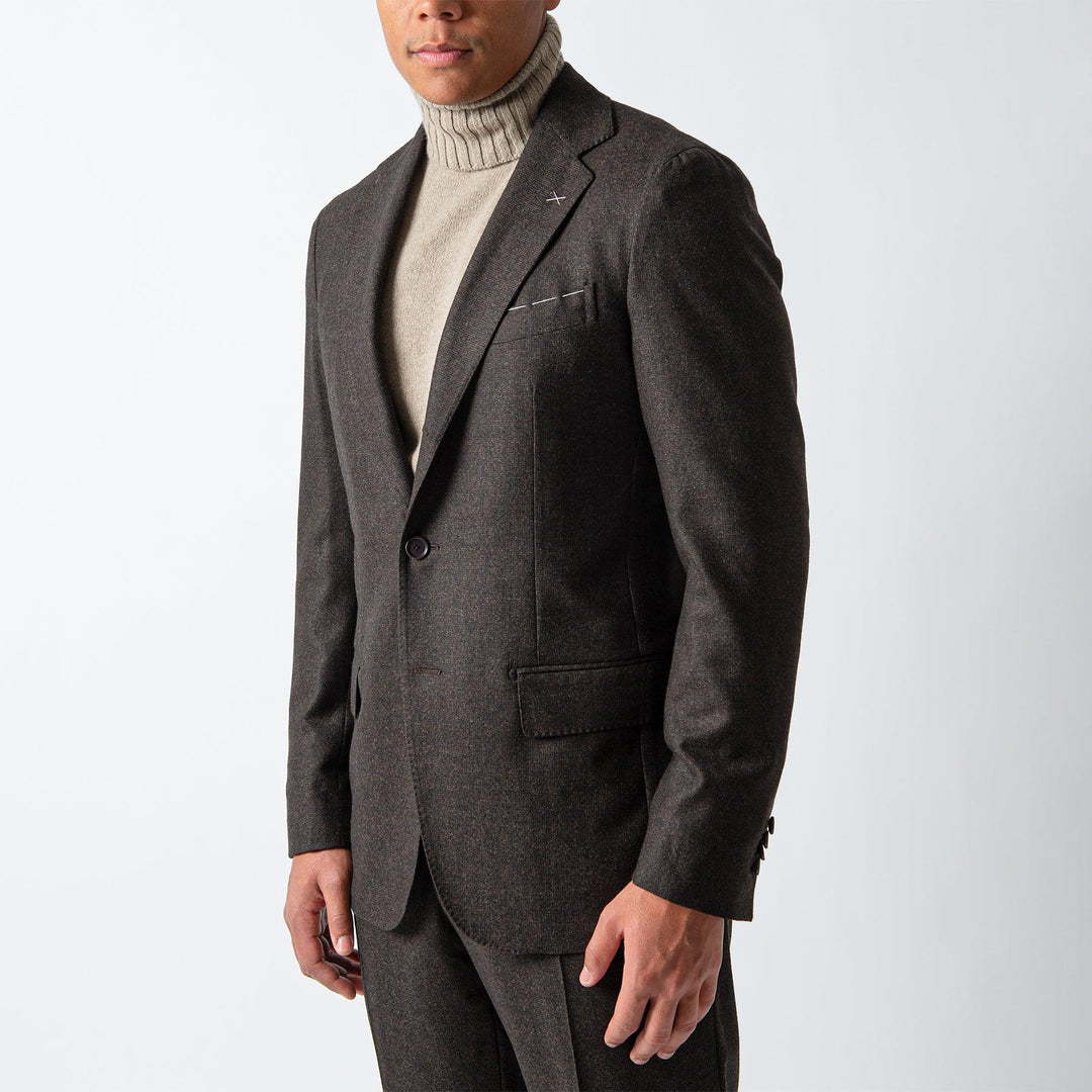Melange Flannel Suit Brown